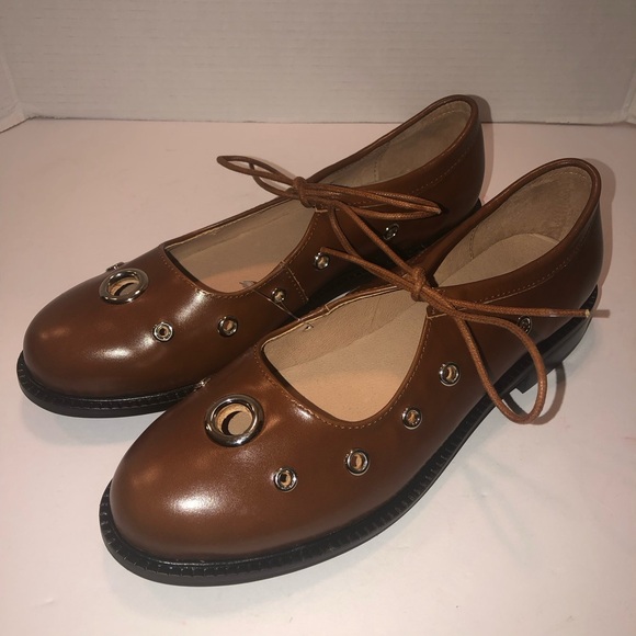 New All Black x Free People Ms. Reinforcer Studded Tie Mary Jane Flats 41 - Picture 4 of 7